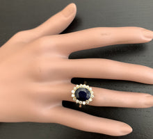 Load image into Gallery viewer, 4.80 Carats Natural Sapphire and Diamond 14K Solid Yellow Gold Ring