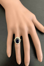 Load image into Gallery viewer, 4.80 Carats Natural Sapphire and Diamond 14K Solid Yellow Gold Ring
