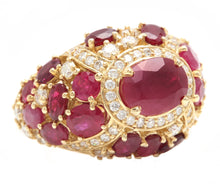 Load image into Gallery viewer, 8.70 Carats Natural Red Ruby and Diamond 14K Solid Yellow Gold Ring