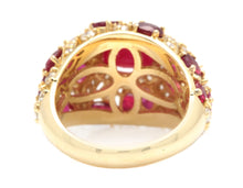 Load image into Gallery viewer, 8.70 Carats Natural Red Ruby and Diamond 14K Solid Yellow Gold Ring