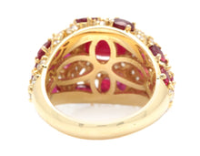 Load image into Gallery viewer, 8.70 Carats Natural Red Ruby and Diamond 14K Solid Yellow Gold Ring