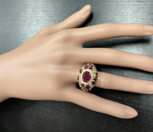 Load image into Gallery viewer, 8.70 Carats Natural Red Ruby and Diamond 14K Solid Yellow Gold Ring