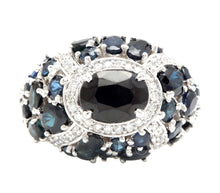 Load image into Gallery viewer, 10.10Ct Natural Blue Sapphire and Natural Diamond 14K Solid White Gold Ring