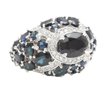 Load image into Gallery viewer, 10.10Ct Natural Blue Sapphire and Natural Diamond 14K Solid White Gold Ring