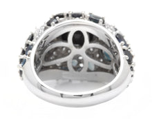Load image into Gallery viewer, 10.10Ct Natural Blue Sapphire and Natural Diamond 14K Solid White Gold Ring