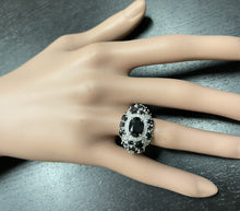 Load image into Gallery viewer, 10.10Ct Natural Blue Sapphire and Natural Diamond 14K Solid White Gold Ring