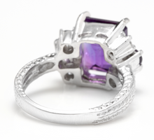 Load image into Gallery viewer, 4.70 Carats Natural Amethyst and Diamond 14K Solid White Gold Ring