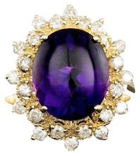 Load image into Gallery viewer, 5.50 Carats Natural Amethyst and Diamond 14K Solid Yellow Gold Ring