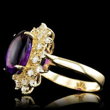 Load image into Gallery viewer, 5.50 Carats Natural Amethyst and Diamond 14K Solid Yellow Gold Ring