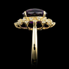 Load image into Gallery viewer, 5.50 Carats Natural Amethyst and Diamond 14K Solid Yellow Gold Ring