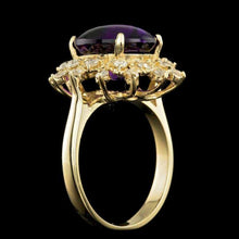 Load image into Gallery viewer, 5.50 Carats Natural Amethyst and Diamond 14K Solid Yellow Gold Ring