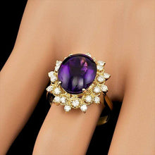 Load image into Gallery viewer, 5.50 Carats Natural Amethyst and Diamond 14K Solid Yellow Gold Ring
