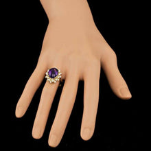 Load image into Gallery viewer, 5.50 Carats Natural Amethyst and Diamond 14K Solid Yellow Gold Ring