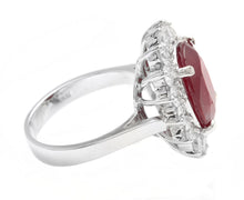 Load image into Gallery viewer, 8.20 Carats Natural Red Ruby and Diamond 14K Solid White Gold Ring