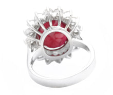 Load image into Gallery viewer, 8.20 Carats Natural Red Ruby and Diamond 14K Solid White Gold Ring