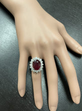 Load image into Gallery viewer, 8.20 Carats Natural Red Ruby and Diamond 14K Solid White Gold Ring