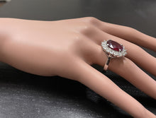 Load image into Gallery viewer, 8.20 Carats Natural Red Ruby and Diamond 14K Solid White Gold Ring