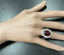 Load image into Gallery viewer, 8.20 Carats Natural Red Ruby and Diamond 14K Solid White Gold Ring