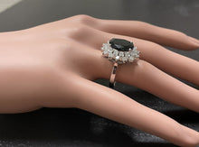 Load image into Gallery viewer, 7.50Ct Natural Blue Sapphire and Natural Diamond 14K Solid White Gold Ring