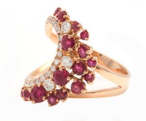 1.80Ct Natural Ruby and Diamond 14K Solid Rose Gold Ring