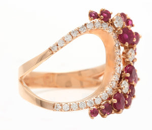 1.80Ct Natural Ruby and Diamond 14K Solid Rose Gold Ring