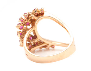 1.80Ct Natural Ruby and Diamond 14K Solid Rose Gold Ring