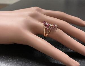 1.80Ct Natural Ruby and Diamond 14K Solid Rose Gold Ring