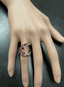 1.80Ct Natural Ruby and Diamond 14K Solid Rose Gold Ring