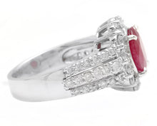 Load image into Gallery viewer, 4.57 Carats Natural Ruby and Diamond 14K Solid White Gold Ring
