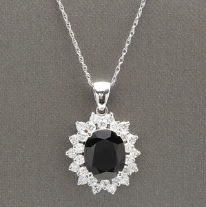 7.30Ct Natural Sapphire and Diamond 14K Solid White Gold Necklace