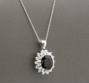 7.30Ct Natural Sapphire and Diamond 14K Solid White Gold Necklace