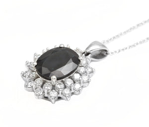 7.30Ct Natural Sapphire and Diamond 14K Solid White Gold Necklace