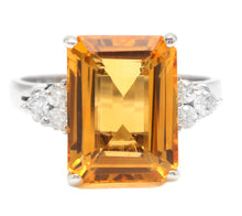 Load image into Gallery viewer, 7.35Ct Natural Citrine and Diamond 14K Solid White Gold Ring
