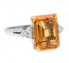 Load image into Gallery viewer, 7.35Ct Natural Citrine and Diamond 14K Solid White Gold Ring