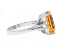 Load image into Gallery viewer, 7.35Ct Natural Citrine and Diamond 14K Solid White Gold Ring