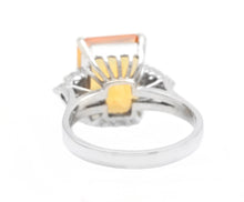 Load image into Gallery viewer, 7.35Ct Natural Citrine and Diamond 14K Solid White Gold Ring