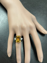 Load image into Gallery viewer, 7.35Ct Natural Citrine and Diamond 14K Solid White Gold Ring
