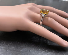 Load image into Gallery viewer, 7.35Ct Natural Citrine and Diamond 14K Solid White Gold Ring
