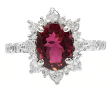 Load image into Gallery viewer, 2.80 Carats Natural Tourmaline and Diamond 14K Solid White Gold Ring