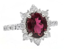 Load image into Gallery viewer, 2.80 Carats Natural Tourmaline and Diamond 14K Solid White Gold Ring