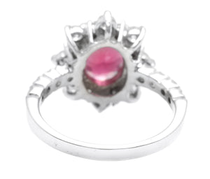 2.80 Carats Natural Tourmaline and Diamond 14K Solid White Gold Ring