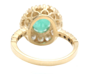 2.50Ct Natural Emerald and Diamond 14K Solid Yellow Gold Ring