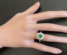 Load image into Gallery viewer, 2.50Ct Natural Emerald and Diamond 14K Solid Yellow Gold Ring