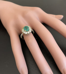2.50Ct Natural Emerald and Diamond 14K Solid Yellow Gold Ring