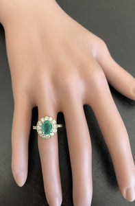 2.50Ct Natural Emerald and Diamond 14K Solid Yellow Gold Ring