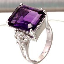 Load image into Gallery viewer, 8.35 Carats Natural Amethyst and Diamond 14K Solid White Gold Ring
