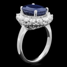 Load image into Gallery viewer, 7.20 Carats Natural Blue Sapphire and Diamond 14K Solid White Gold Ring