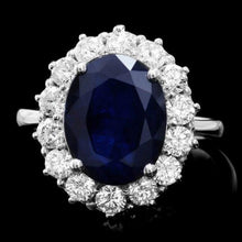 Load image into Gallery viewer, 7.20 Carats Natural Blue Sapphire and Diamond 14K Solid White Gold Ring