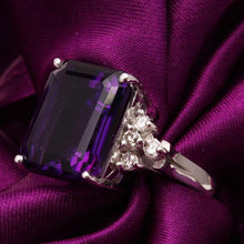 Load image into Gallery viewer, 8.35 Carats Natural Amethyst and Diamond 14K Solid White Gold Ring