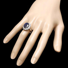 Load image into Gallery viewer, 7.20 Carats Natural Blue Sapphire and Diamond 14K Solid White Gold Ring